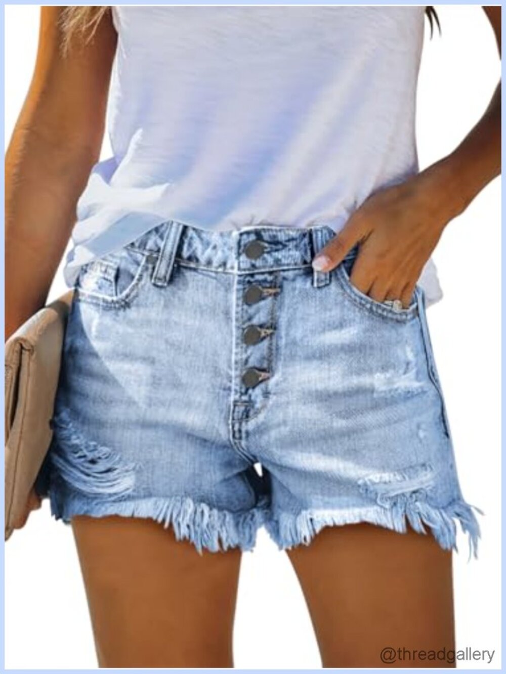 Women's Mid Rise Ripped Denim Shorts